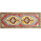 One-of-a-Kind Hand-Knotted 1960s 5'1" x 13' Runner Wool Area Rug in Red/Blue