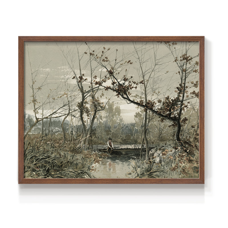 Paysages rétro-CCDCLXXVI-impression encadrée - réaménageable, Noyer, H 16 po x l 20 po