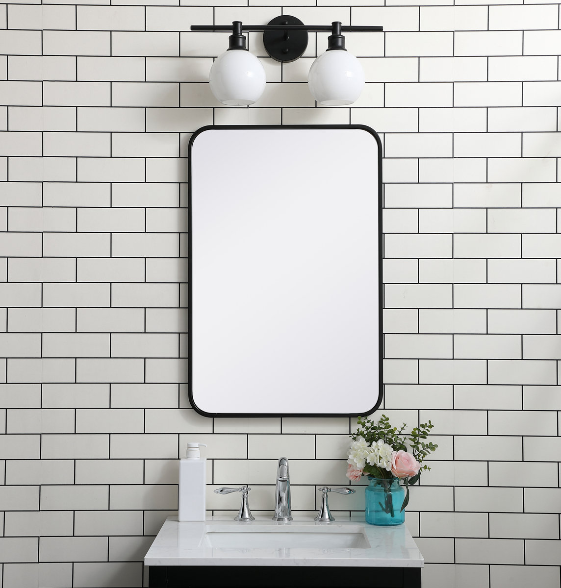 Sabine 36" Accent Mirror, Black, 30" x 20"