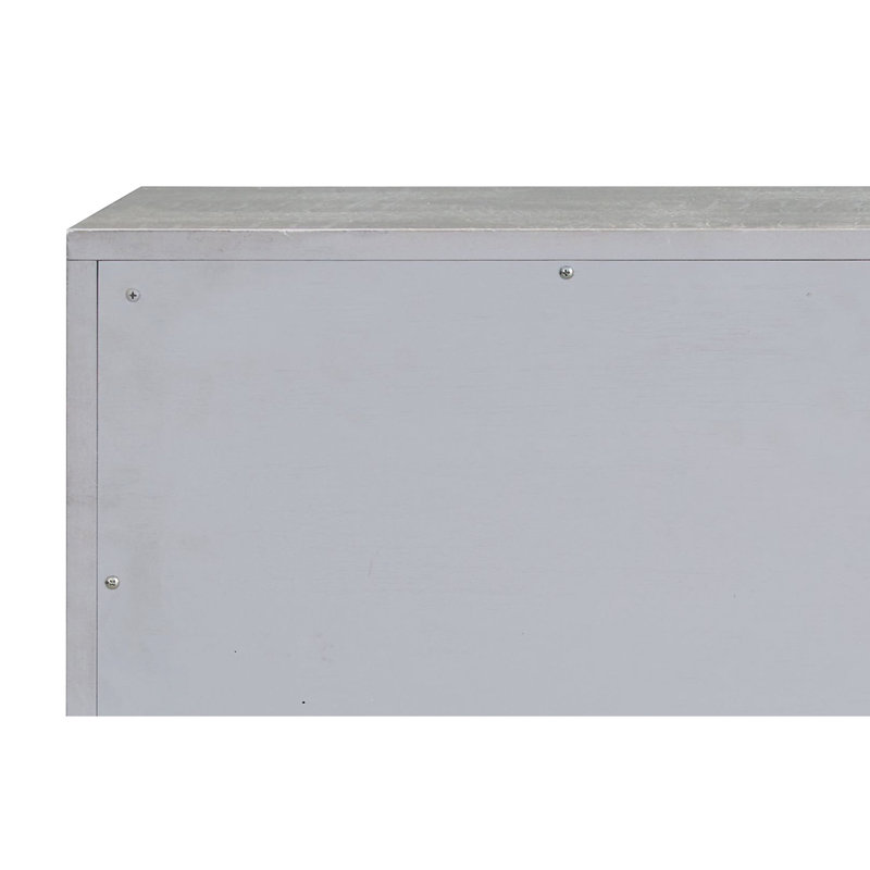 Console avec revêtement en faux crocodile et 3 tiroirs pratiques en argent