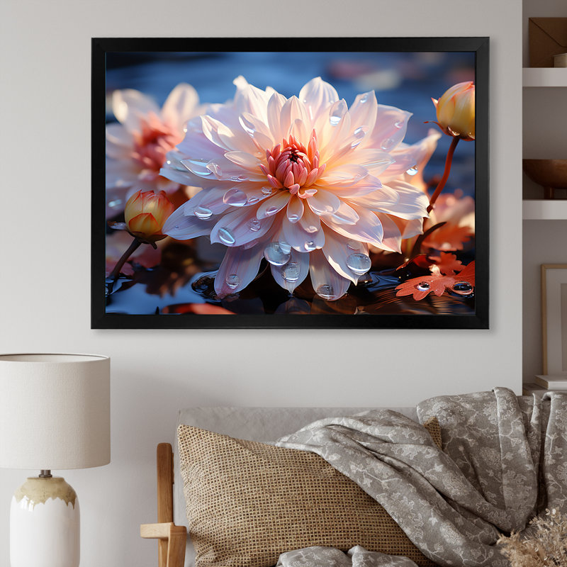 Ponk Dahlia Elegance - Imprimé, Cadre simple noir, H 34 po x l 44 po x P 1,5 po
