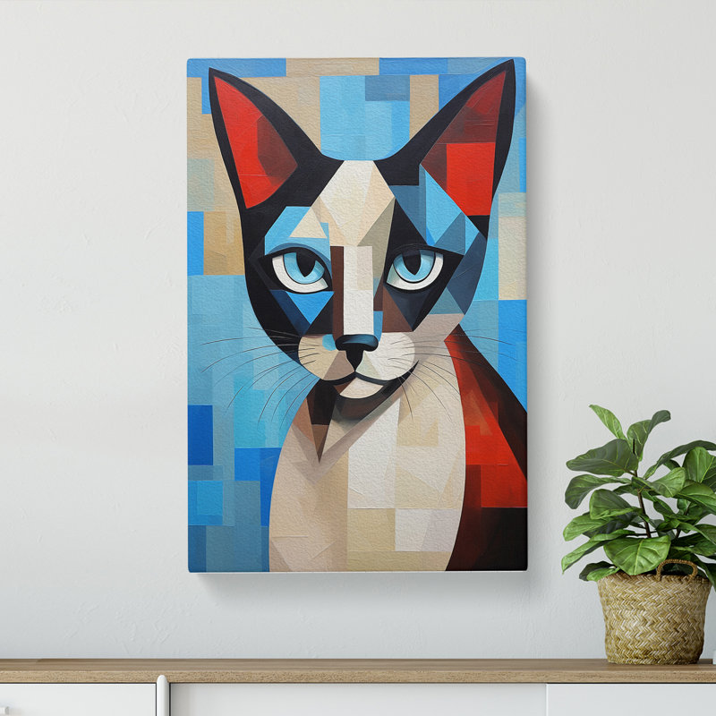 Siamese Cat Cubism No.2 - No Frame Print, 76cm H x 50cm W x 3cm D