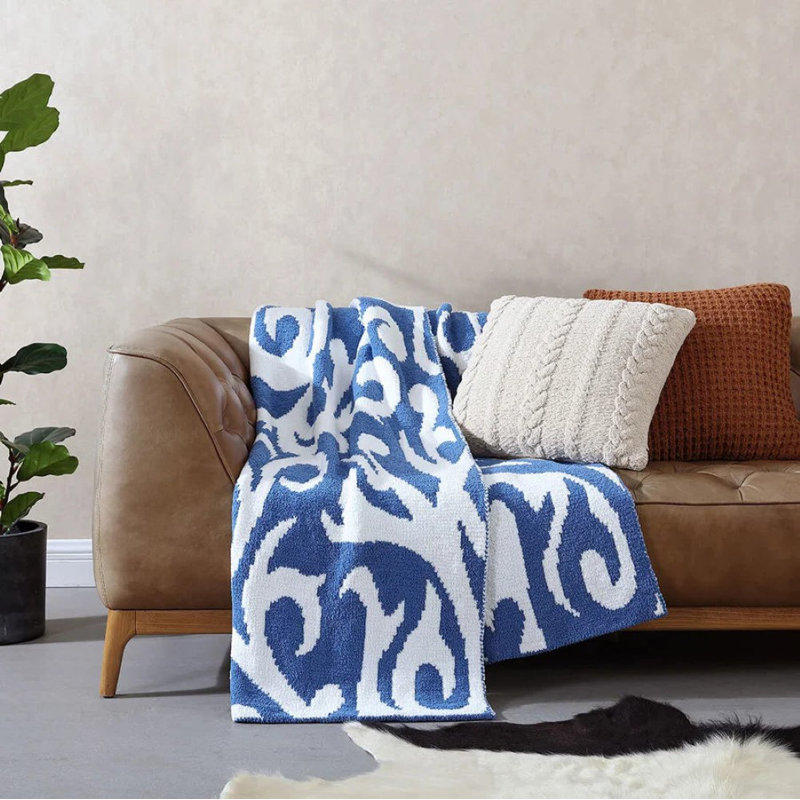 Braided Square Pillow Cover & Insert, Navy