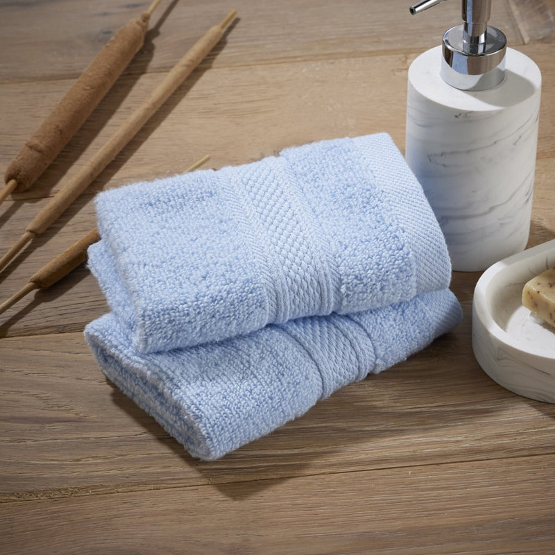 Luxury Zero Twist 100% Cotton Face Towels - Set of 2, Sky Blue