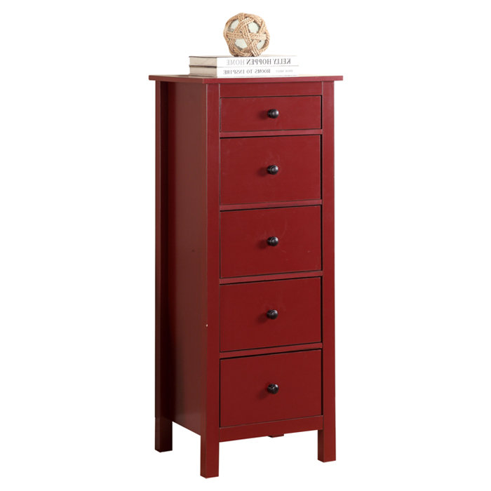 47 cm W Chest of 5 Drawers, Red