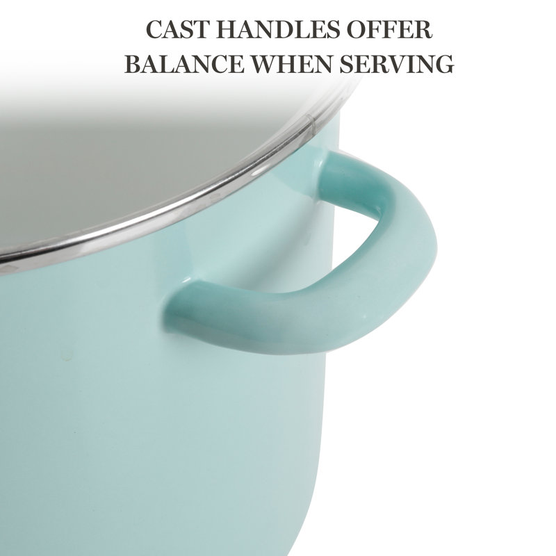 Martha Blue 8-Quart Enamel Steel Stock Pot with Steamer Insert