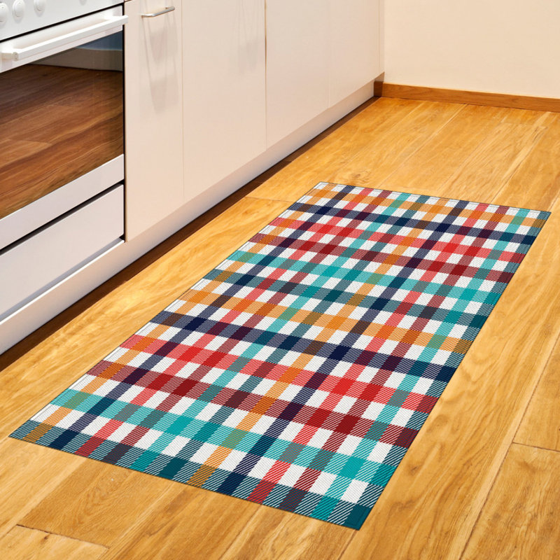 Checkered High Density Long Fiber Poly Threads Decorative Area Rug Carpet, Rectangle 4' x 5'8"