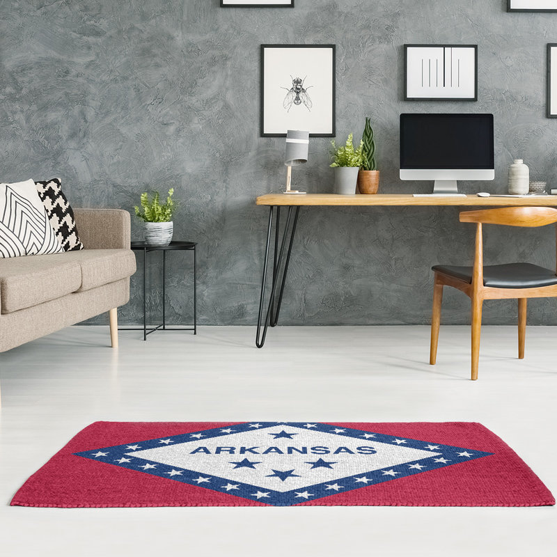 Tapis de chenille de drapeau rouge arkansas, Rectangle 2 pi x 3 pi