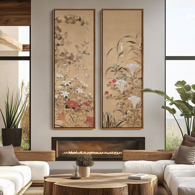 Vintage Landscape Wall Art - 20x60 inches Framed Canvas Set of 2
