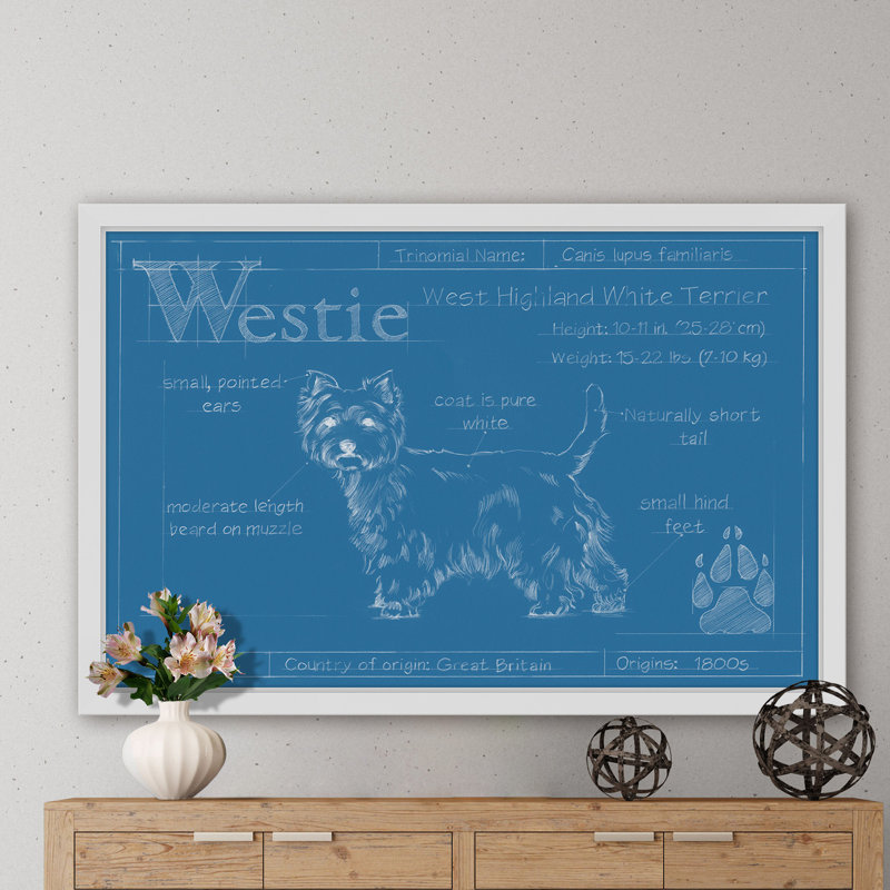 « westie », reproduction d’art encadrée, 30 po x 45 po