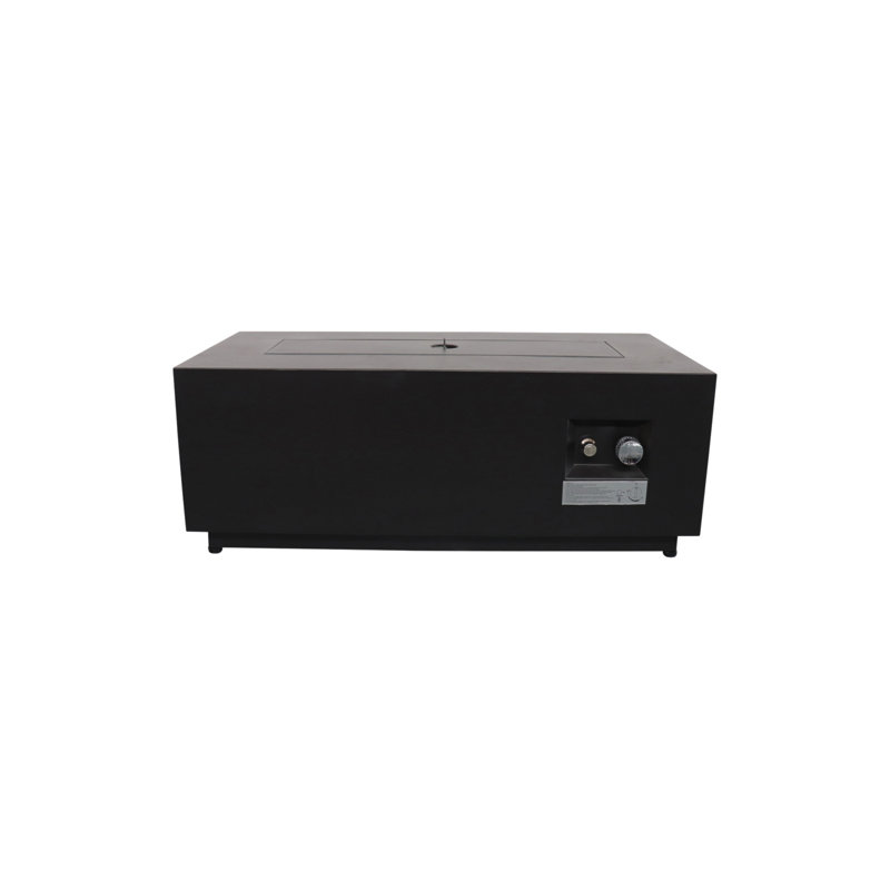 16" H X 42" W Steel Outdoor Fire Pit Table With Lid, Black