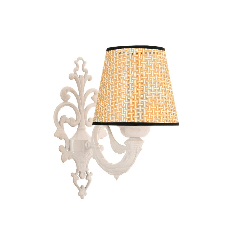 Elegant Wall Lamp with Metal Body, Natural & White Finish | Dimensions: 9.8 x 5.9 x 10.6 Inches | E27 Socket, Max 40W (Bulb Not Included) | IP20 Rated | Perfect for Living Room, Bedroom, & Hallway Decor
