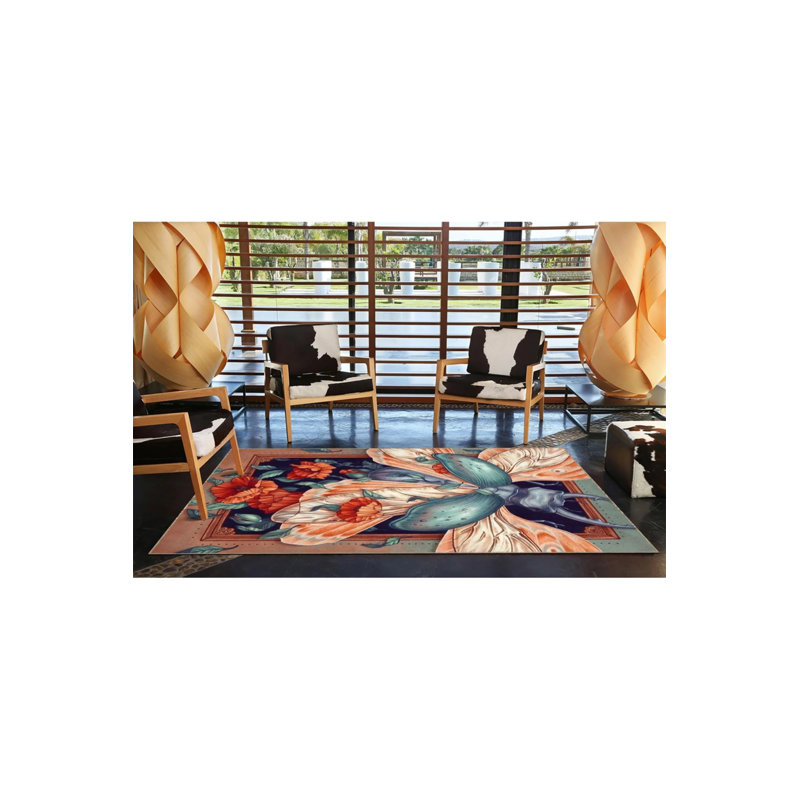 Washable Carpet With Flying Insect Pattern, Runner 3'4" x 9'11"