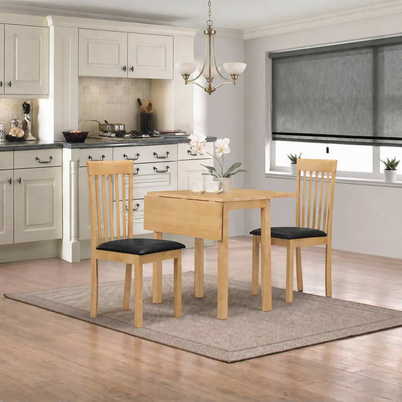Rubberwood Dining Table with Wood Base, Natural Wood / Brown