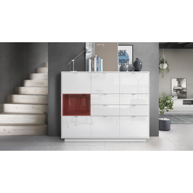 Mcclung 153cm Sideboard, Burgundy (glossy), Yes