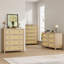 Armoire de rangement en rotin tissé à 4 tiroirs, grand rangement en chêne de 37 pouces pour le salon, le couloir ou le placard