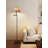Medieval-style hardware, fabric, and marble floor lamp