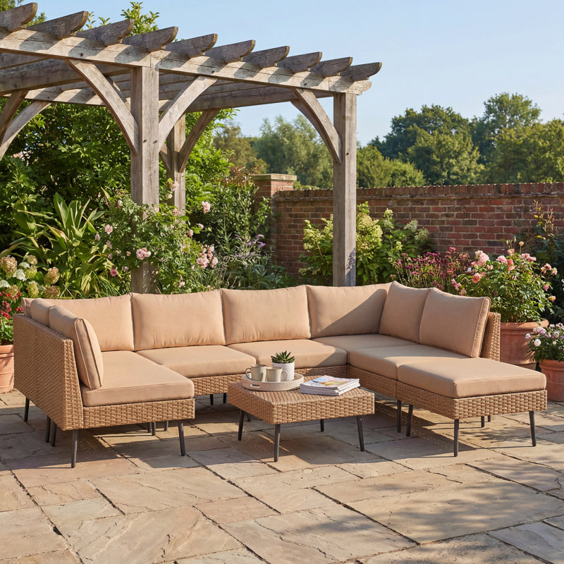 7 - Person Premium Patio Wicker Sectional Seating Group With Cushions