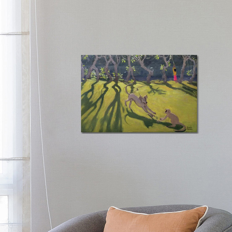 Dog And Monkey, Sri Lanka by Andrew Macara - Wrapped Canvas Painting