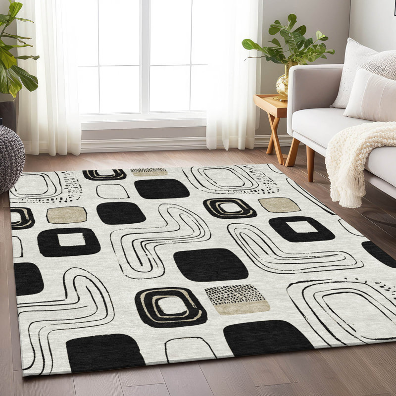 Tapis intérieur / extérieur ivoire Aelira, 9 pi x 12 pi