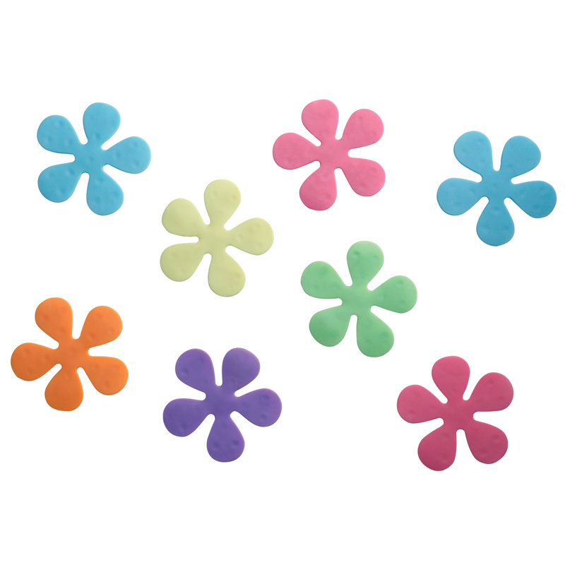 iDesign Floral Plastic Non-Slip Blumz Tub Treadz for Shower, Bathtub, Set of 8, Multi-Colored