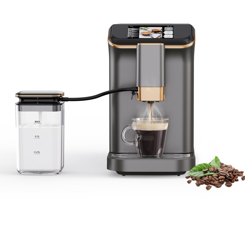 Machine à espresso entièrement automatique avec 20 bars, système à lait, 7 variétés de café, écran tactile intuitif, machine à expresso avec filtre à nettoyage automatique pour cappuccino, café au lait, machine à expresso