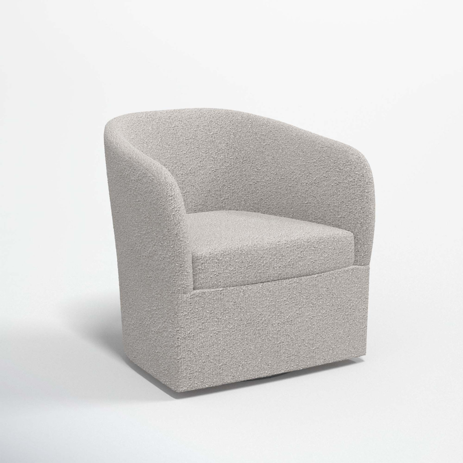 Lesia Upholstered Swivel Barrel Chair, Classic Elephant Boucle
