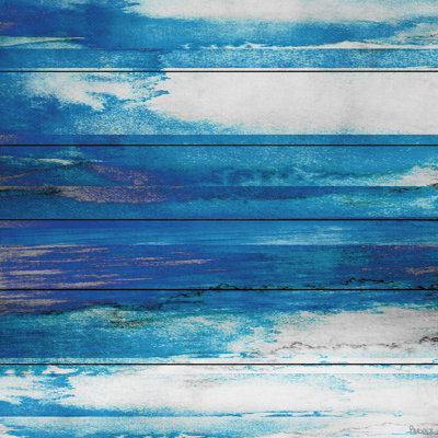 "Blue Painted Ocean", reproduction d'art sur bois blanc