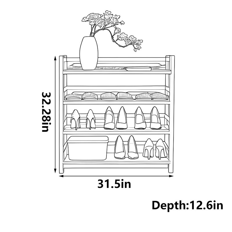 Armoire à chaussures avec rangement pratique, H 32,28 po x l 31,5 po x P 12,6 po