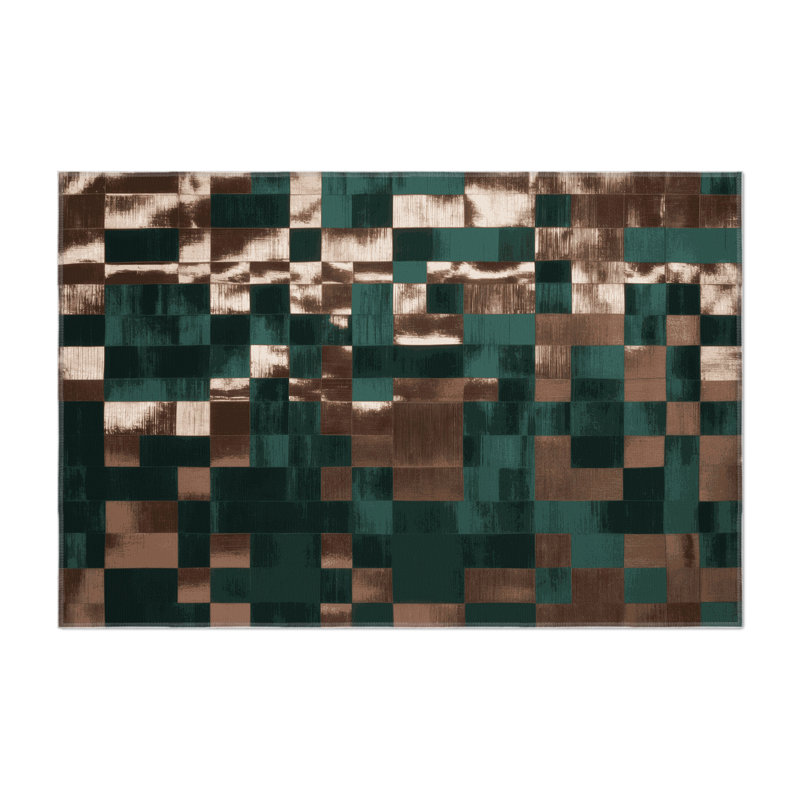 Tapis d'intérieur et d'extérieur à carreaux vert, Rectangle 9 pi x 12 pi
