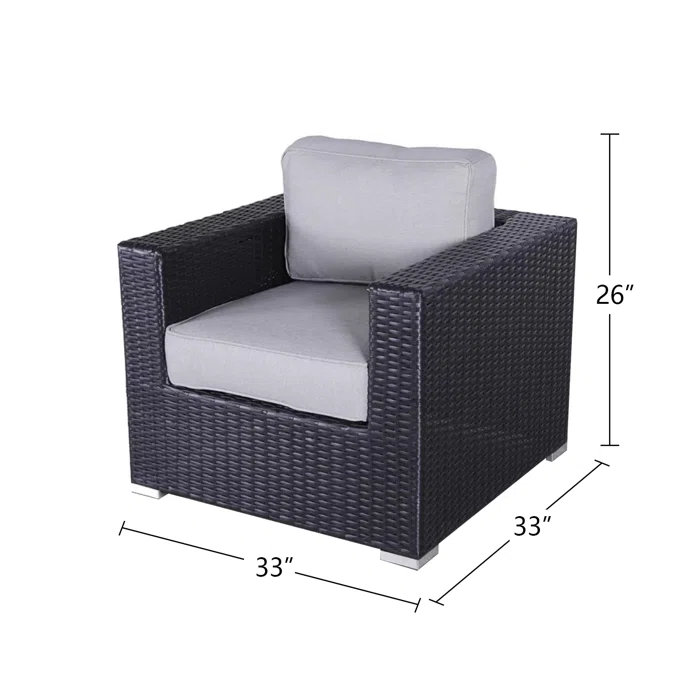 Wicker Club Chair , Blue, Light Brown