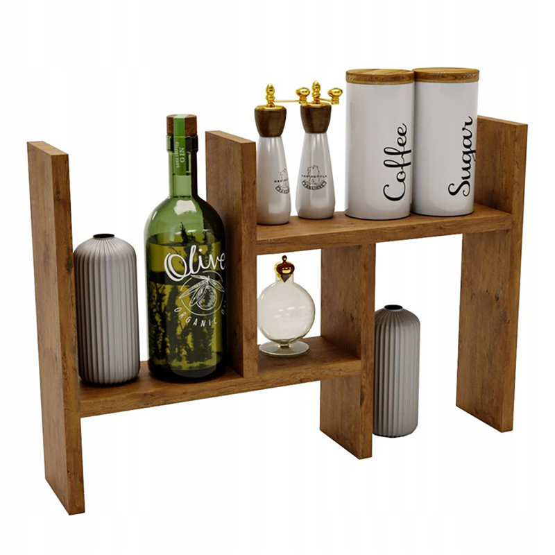 Freestanding Wood Spice Rack with Adjustable Racks