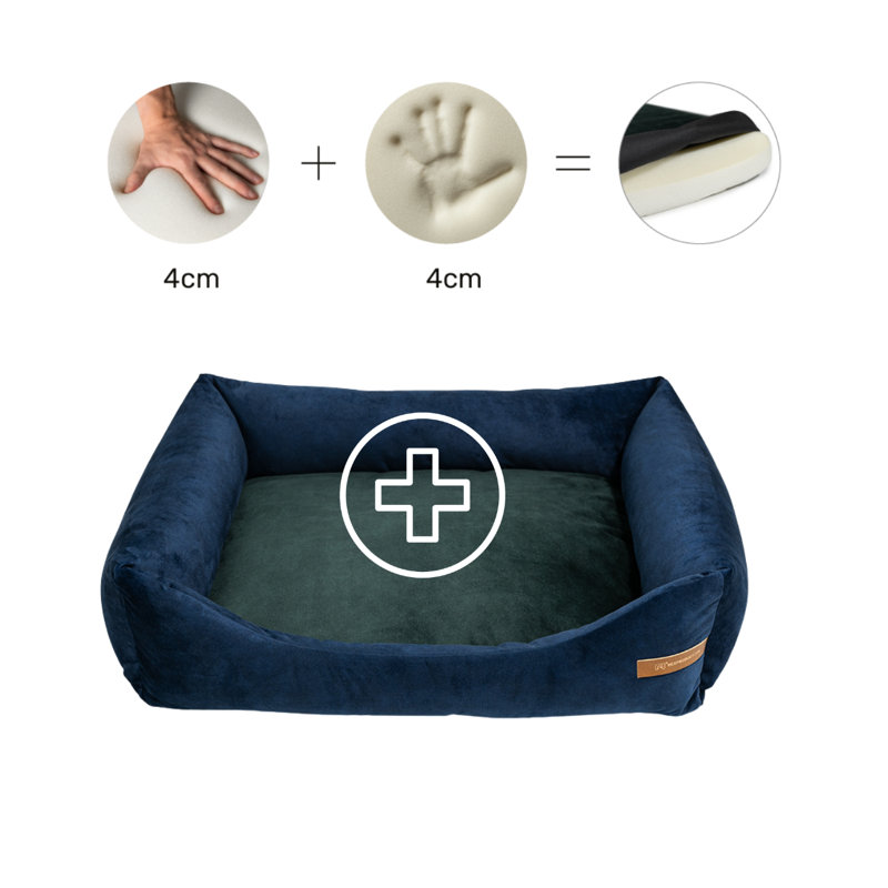 Orthopedic Memory Foam Pet Bed, 20cm H x 85cm W x 105cm D, Dark Blue/Dark Green