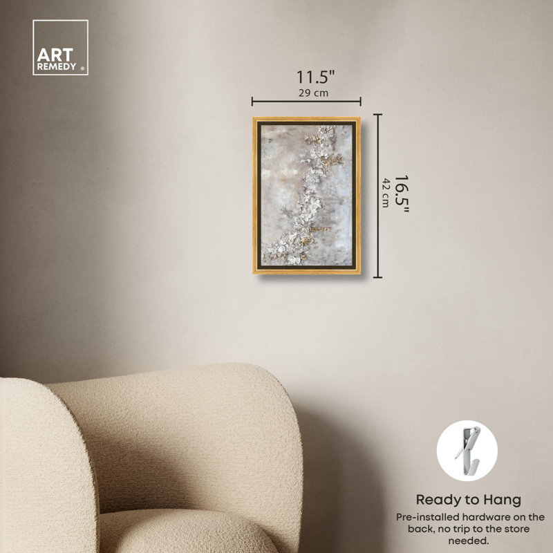 «Rust Rustment Canvas Elegant Gold Abstract» par Art Remedy, Cadre doré, H 16 po x l 11 po