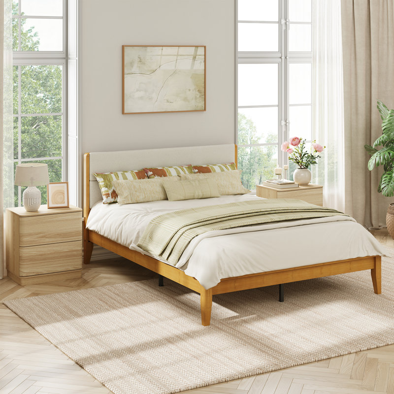 Ensemble de chambre à coucher 3 pièces Minimalist, Brun, Très grand lit