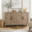 Meuble de rangement, buffet avec porte coulissante de style grange, étagère, gris pâle