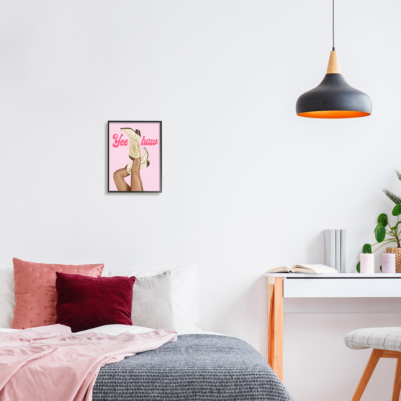 Bottes Yeehaw Cowgirl par Ziwei Li, H 14 po x l 11 po x P 1,5 po, Giclée encadrée noir minuit