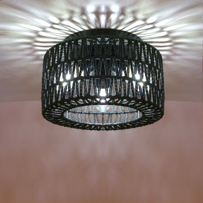 Borwicks 3-Light Rustic Hand-Woven Flush Mount