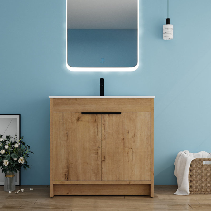 36'' Single Bathroom Vanity with Ceramic Top, 36'', White