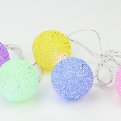 10 Piece Summer Nights Patio LED Color Changing Sparkle Globe Lights - 7.5 ft White Wire Set