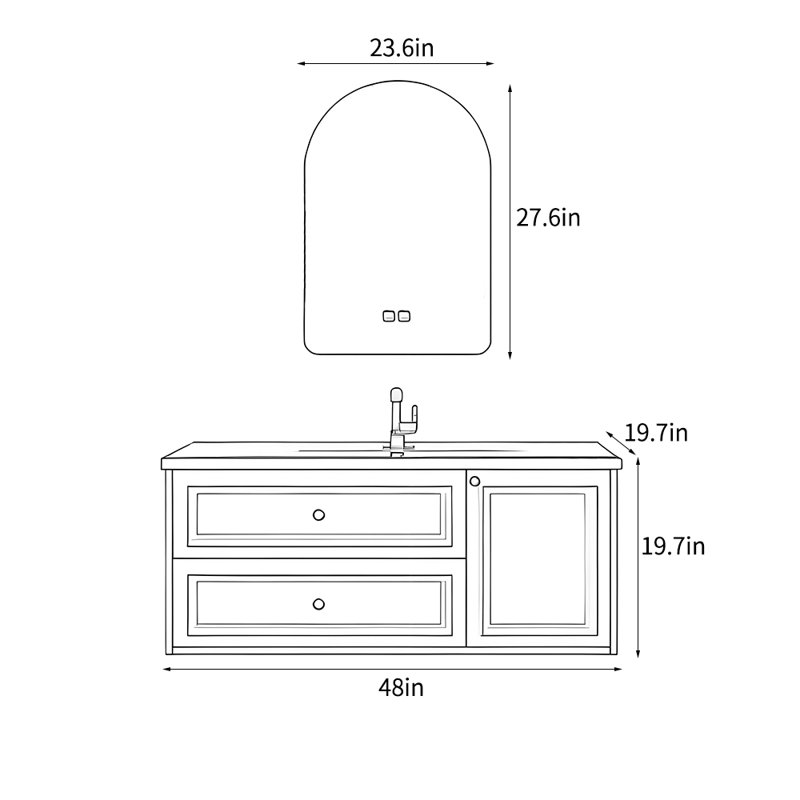 Armoire de salle de bain rétro de style français, Blanc