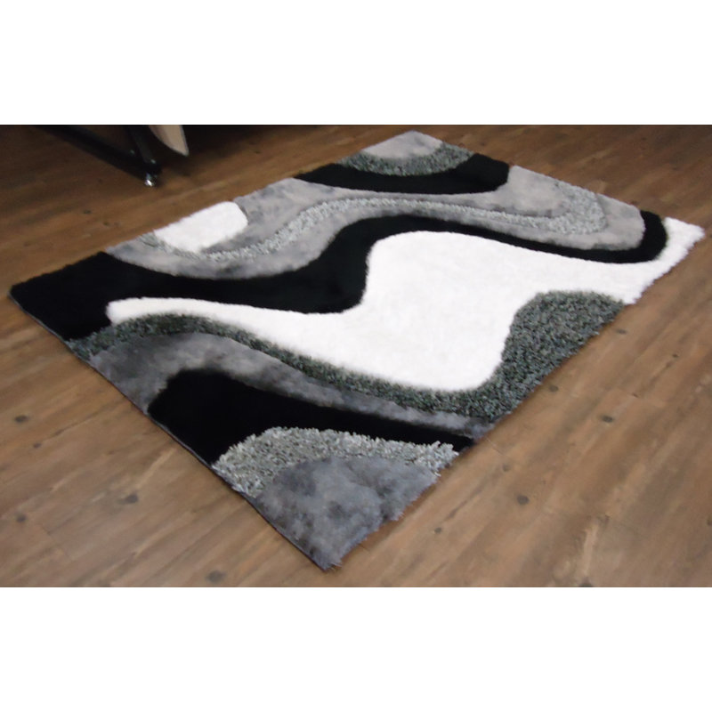 Tapis gris/noir touffeté à la main Nevin