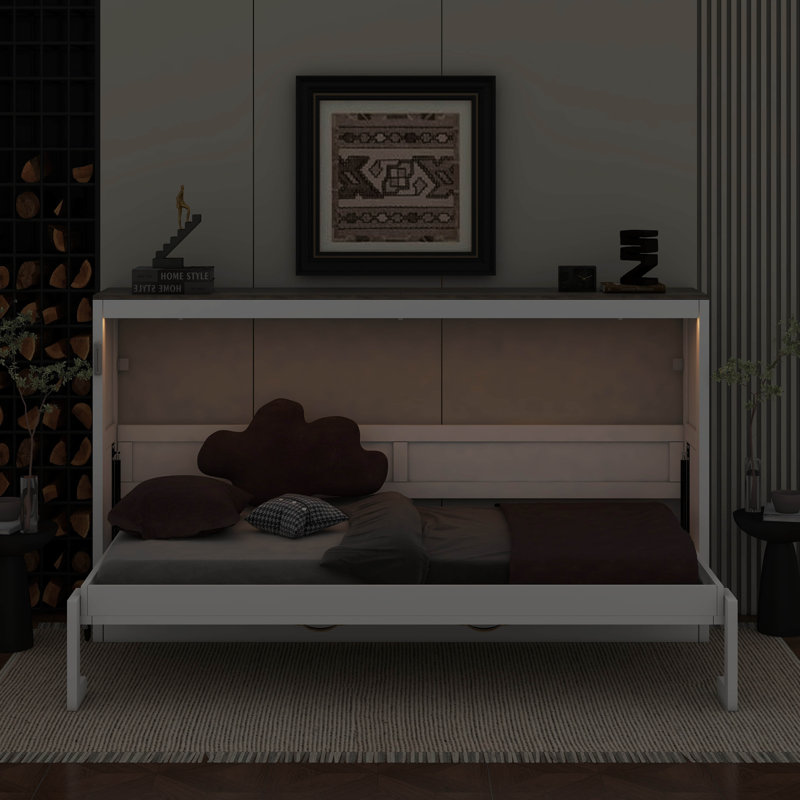 Lit escamotable simple avec lumière DEL, Blanc