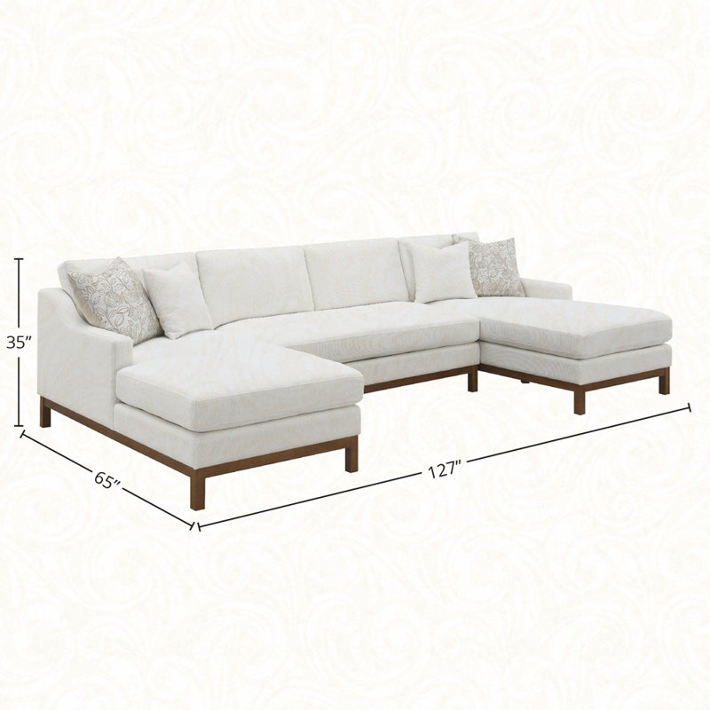 Canapé modulaire en chenille ivoire Valiant avec 4 coussins Valiant