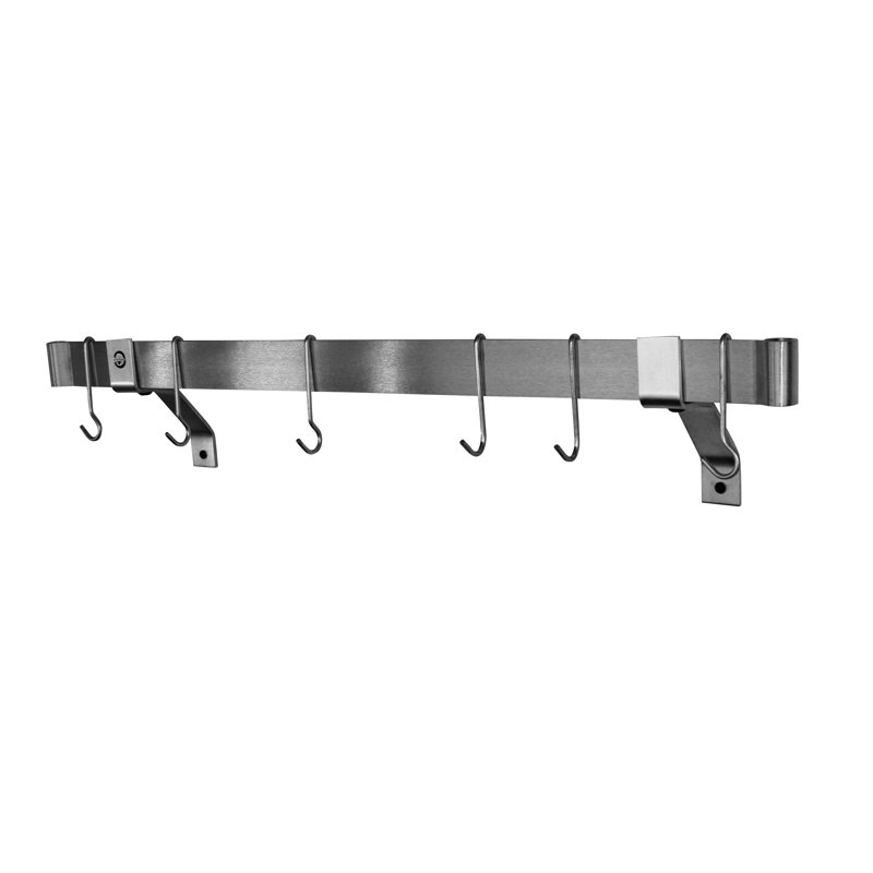 Premier Handcrafted Wall Mounted Pot Rack, 2" H x 36" W x 25" D, Stainless Steel