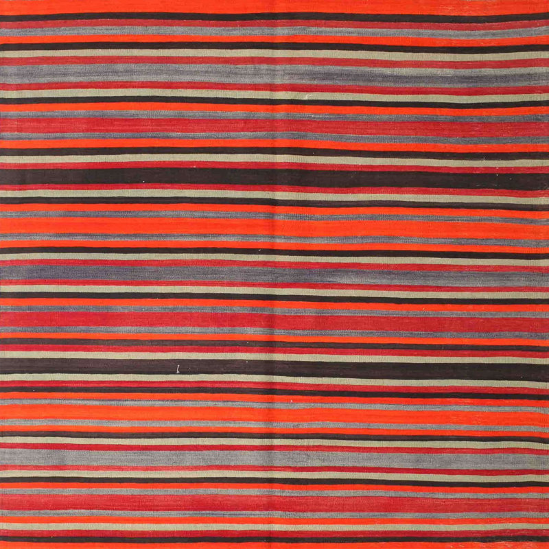 Tapis rayé rouge, Carré 6 pi