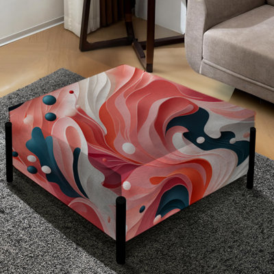 Tropical Reef Rendezvous - Motif rose - Grand repose-pieds carré abstrait