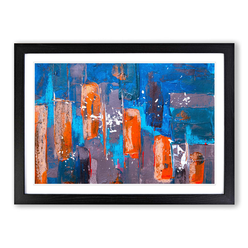 Abstract Art Painting Vol.13 by S.Johnson - Picture Frame Painting Print, 27cm H x 36cm W x 2cm D, Black Framed