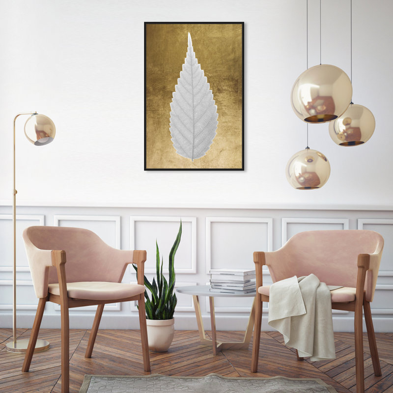 " Leaf In Gold II ", Black Framed Canvas, 30" H x 20" W