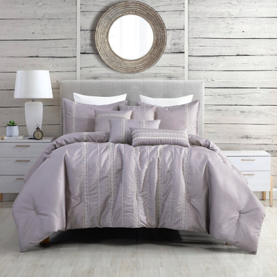 Ensemble d'édredon en microfibre lilas 7 pièces
